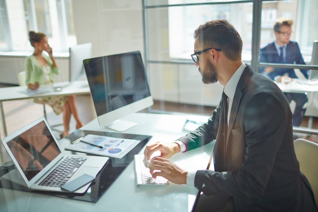 Man working at computer in office