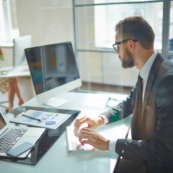 Man working at computer in office