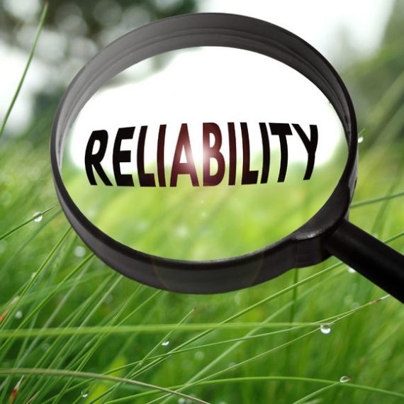 "Reliability" word in magnifying glass