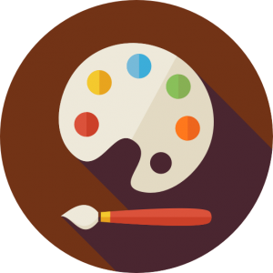 Easel and paintbrush icon