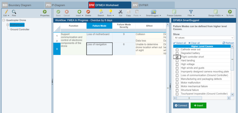 Relyence FMEA SmartSuggest for FMEA consistency and completeness