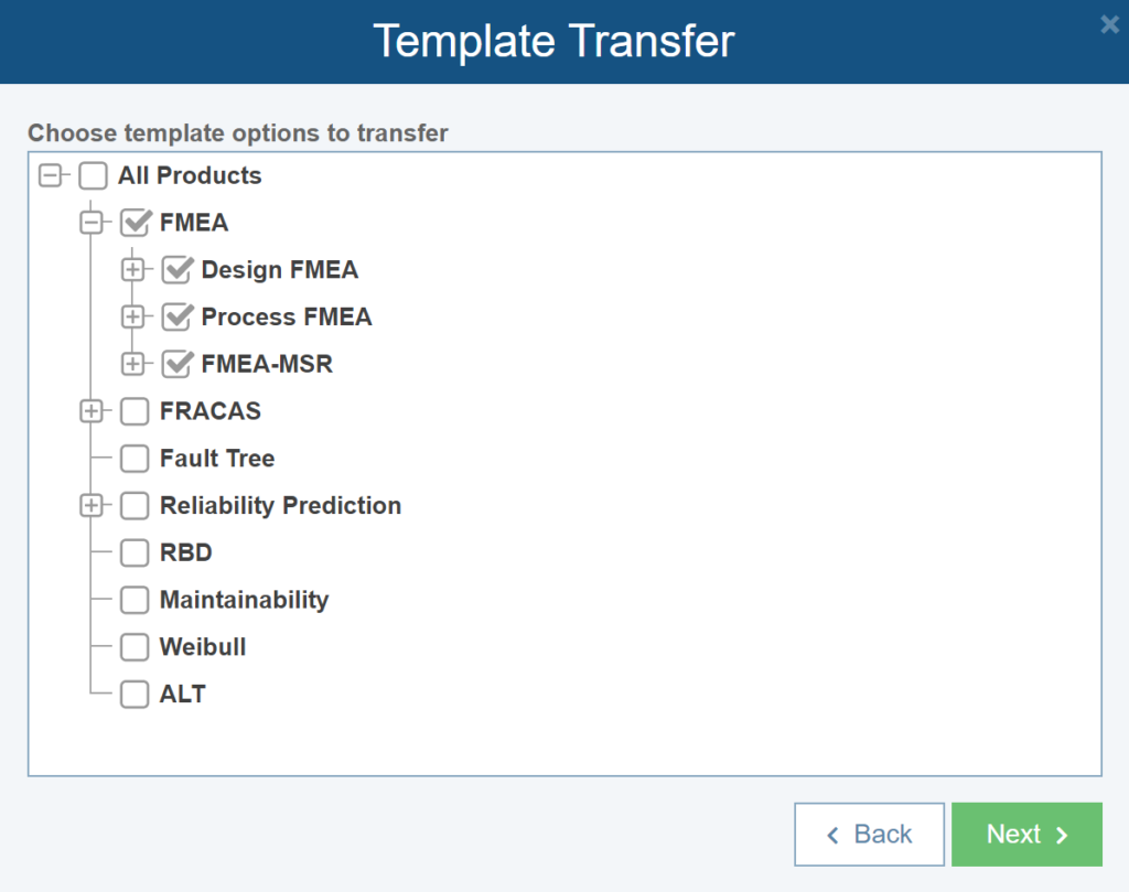 Transfer Template Screenshot
