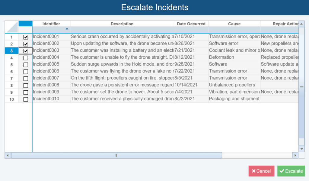Escalate Incidents Screenshot