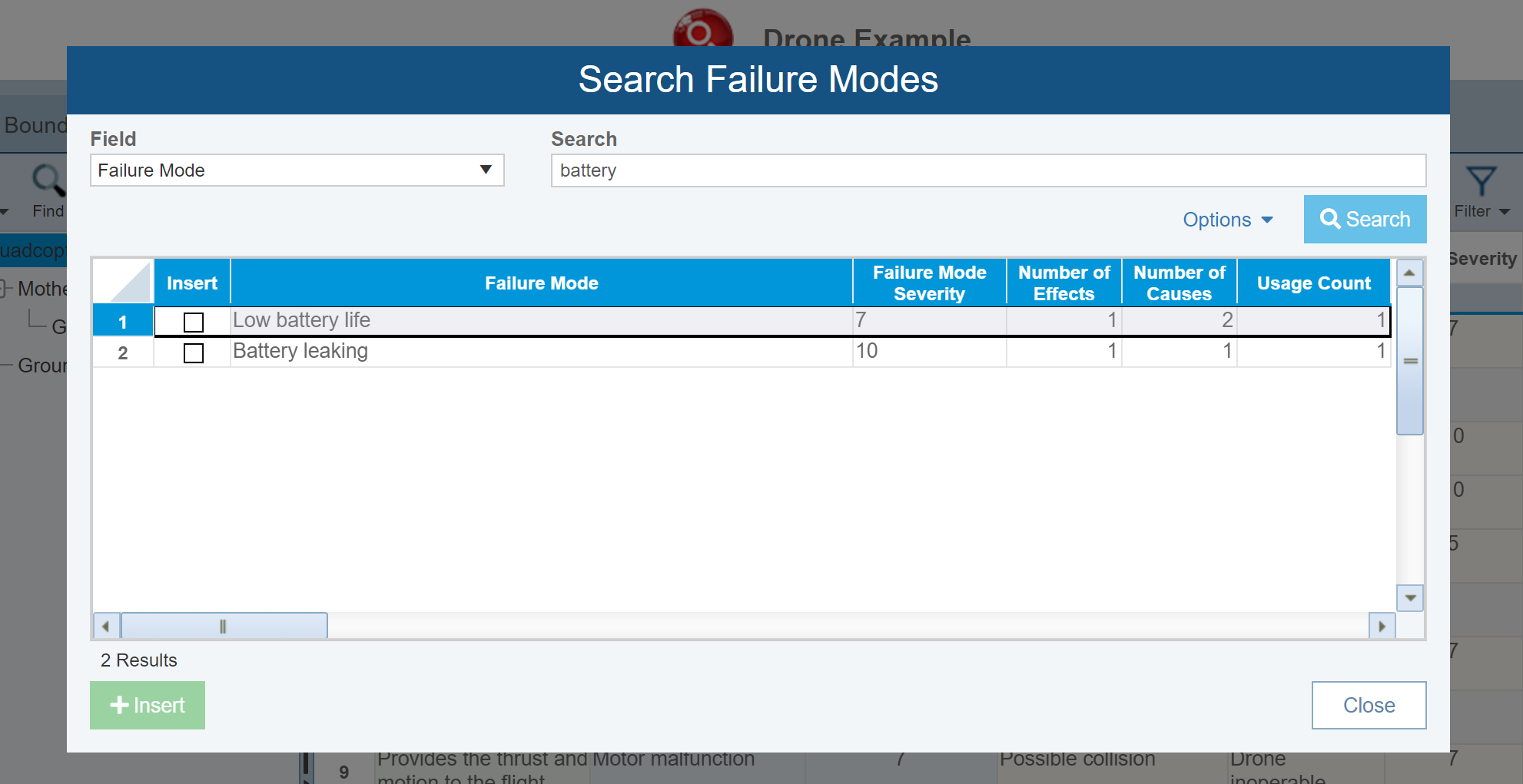 FMEA Knowledge Bank Search