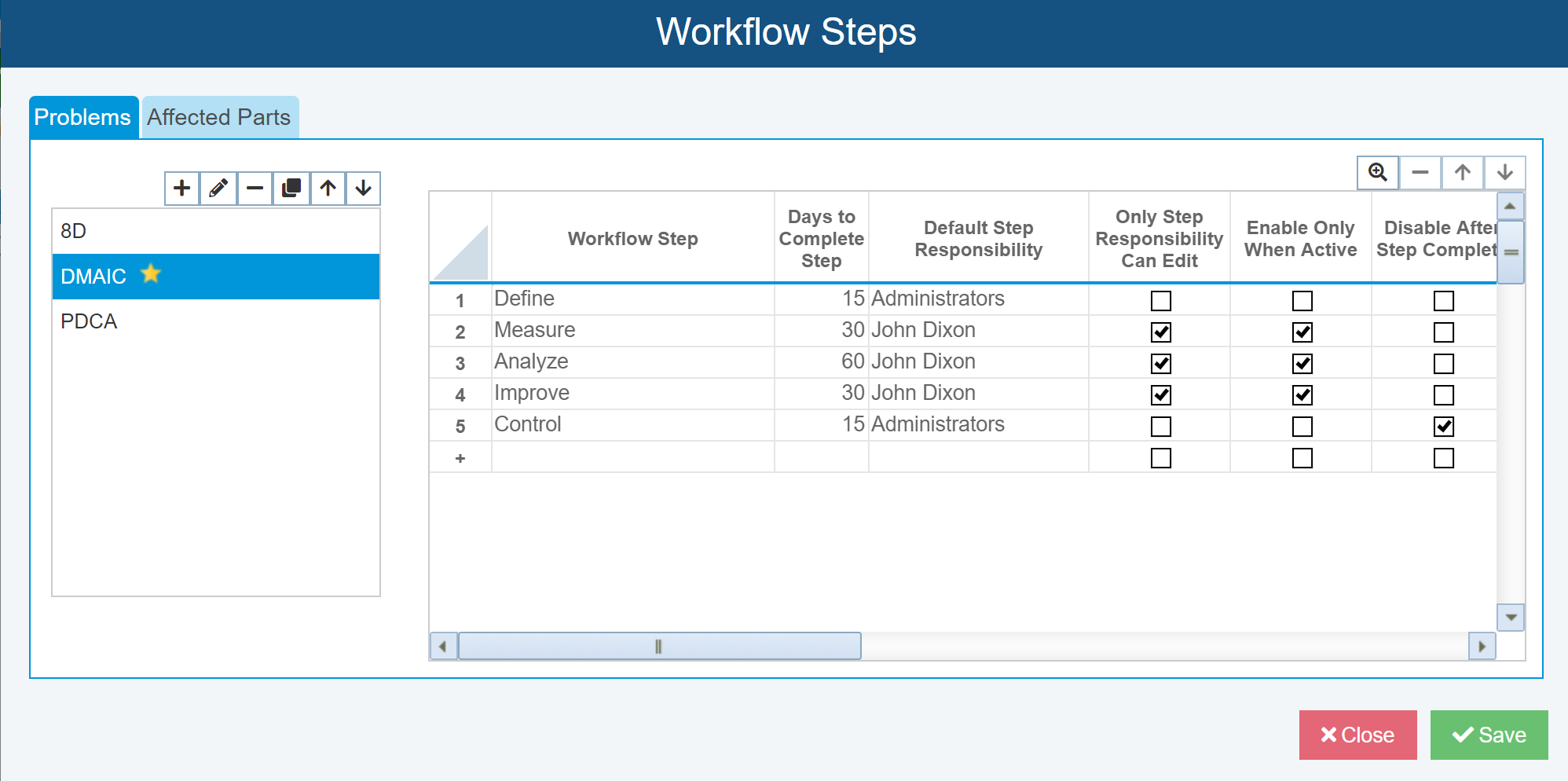 Selectable Workflow Dialog Screenshot