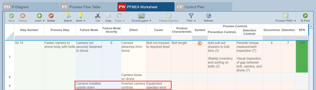 Failure Data new Failure Mode on Worksheet screenshot