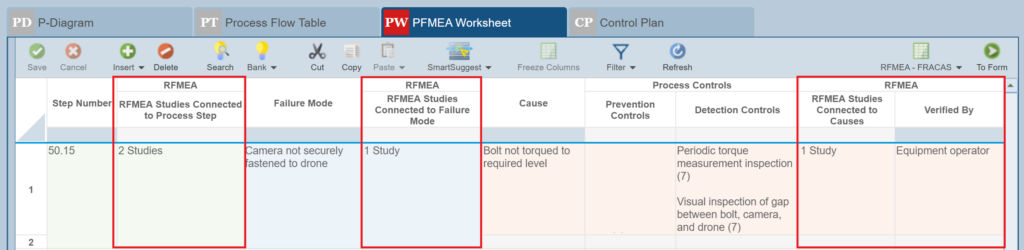 FMEA Connected to Fields screenshot