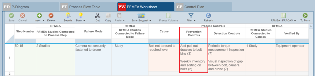 RFMEA Connected to Fields - Controls Added screenshot