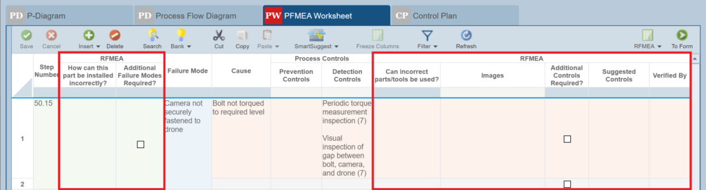 RFMEA - Part II - RFMEA Worksheet screenshot