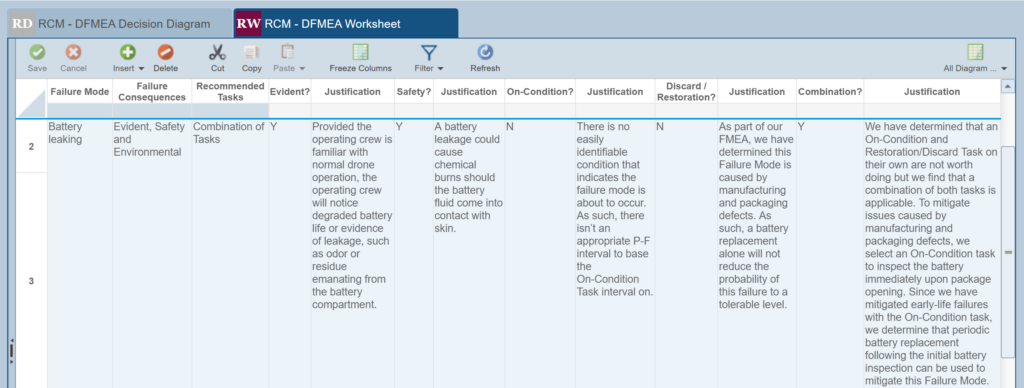  RCM Worksheet - Diagram Data View