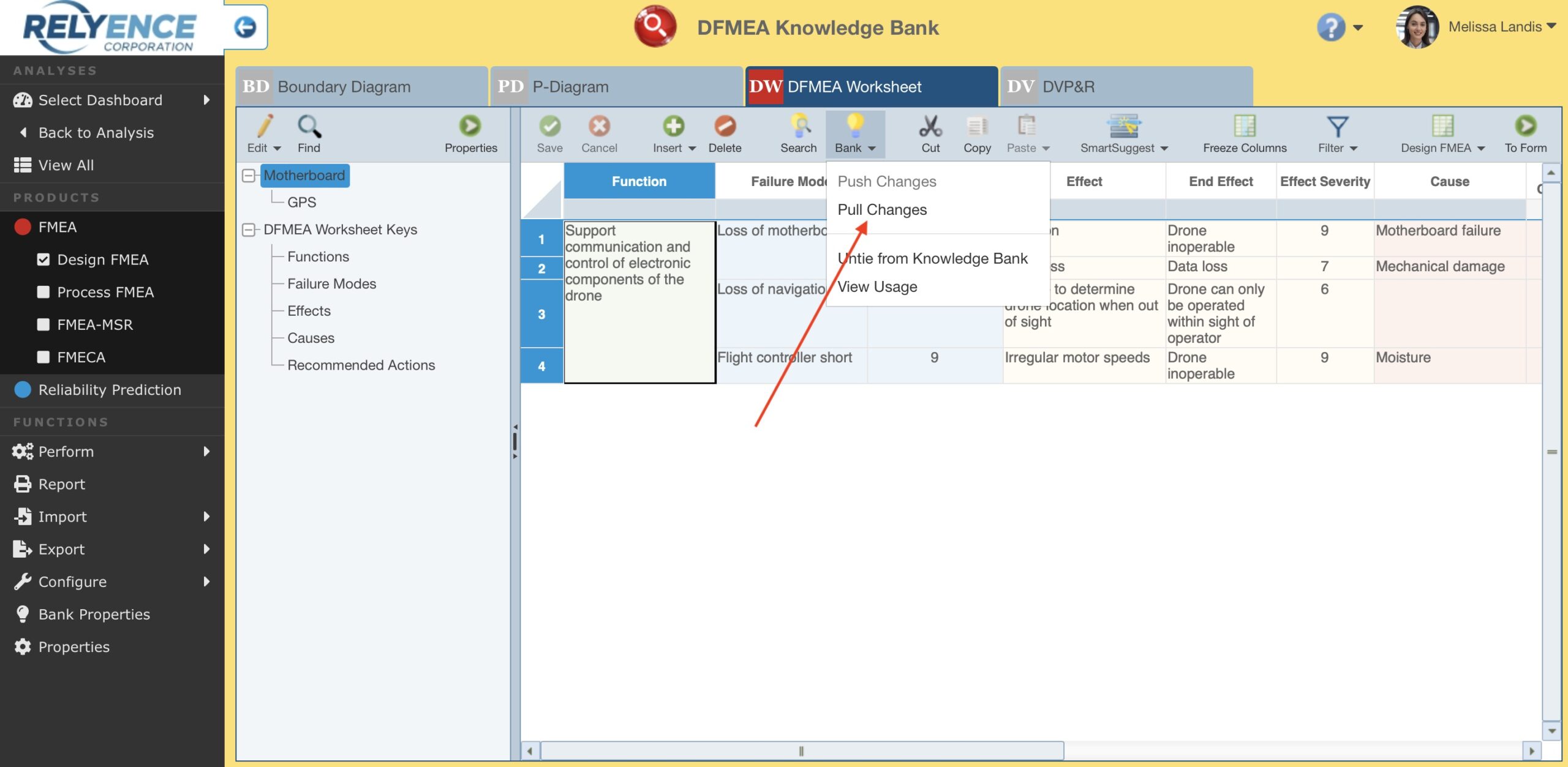 Screenshot of Pulling Changes from Knowledge Bank