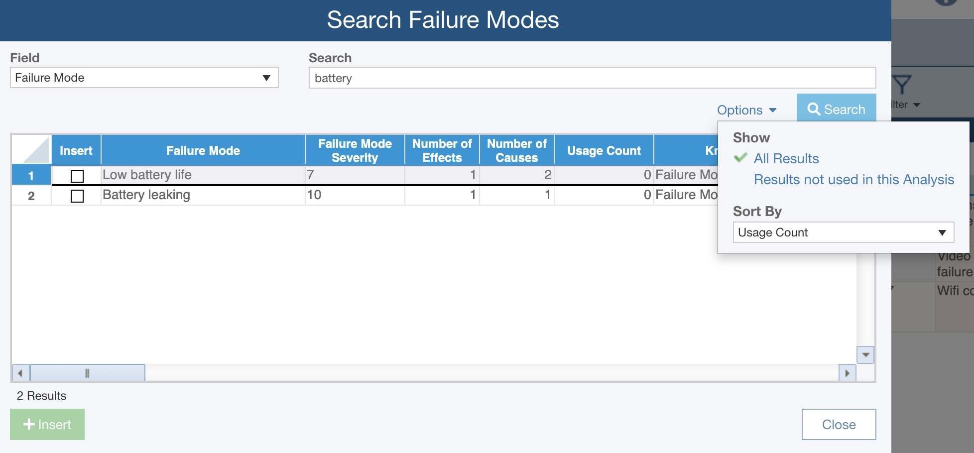 Searching Failure Modes from Knowledge Bank screenshot