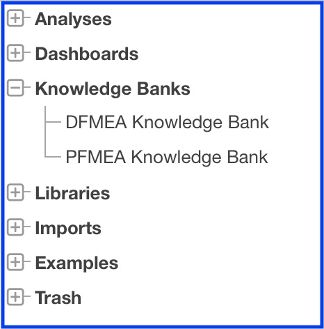 Separate DFMEA and PFMEA Knowledge Banks screenshot