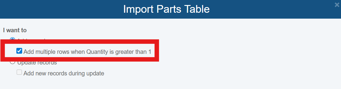 Prediction Import splitting option screenshot