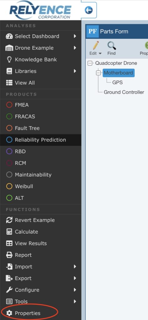 Properties in Sidebar screenshot