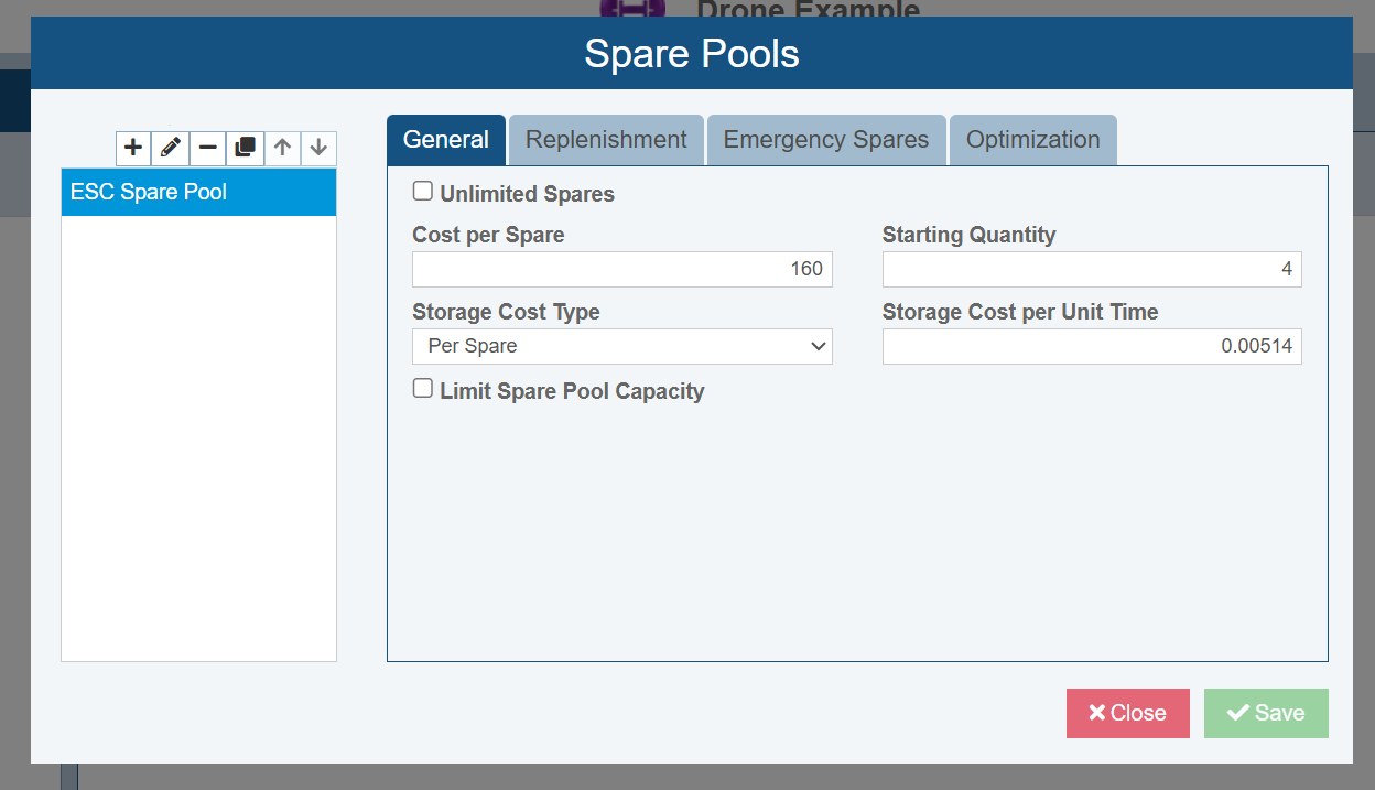 Configure Spare Pools screenshot